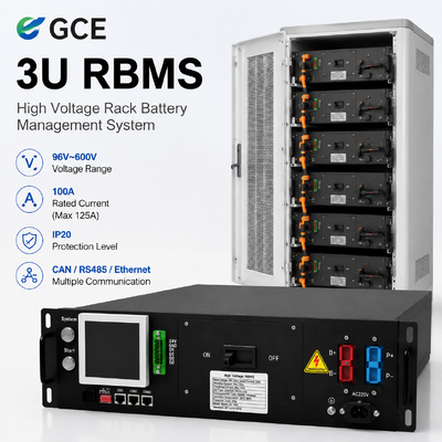 GCE 3U 3U High Voltage BMS 120V 750V 125A 96S 192S Smart Battery Management System for Solar Storage Inverter Compatible  CAN RS485 MODBUS CE